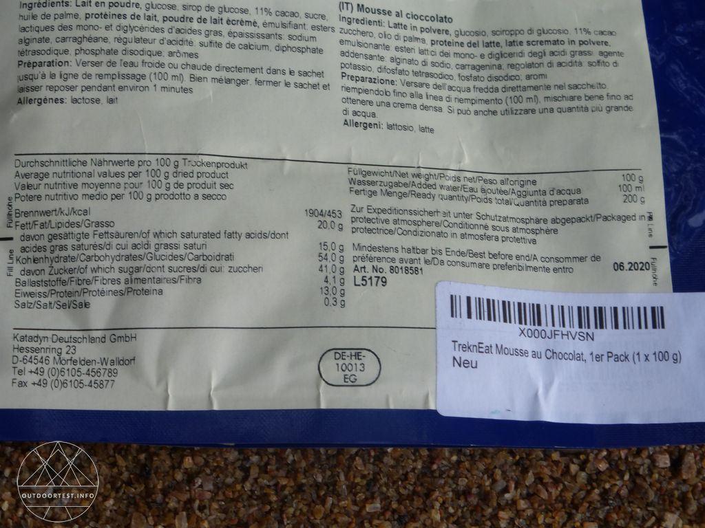 Trek'n Eat Mousse au chocolat