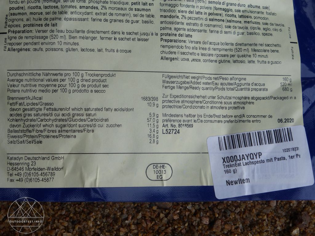 Trek‘n Eat Lachspesto mit Pasta