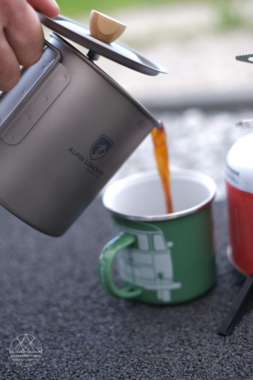 Alpine Loacker Ultra Light Stove mit French Press Kaffedeckel