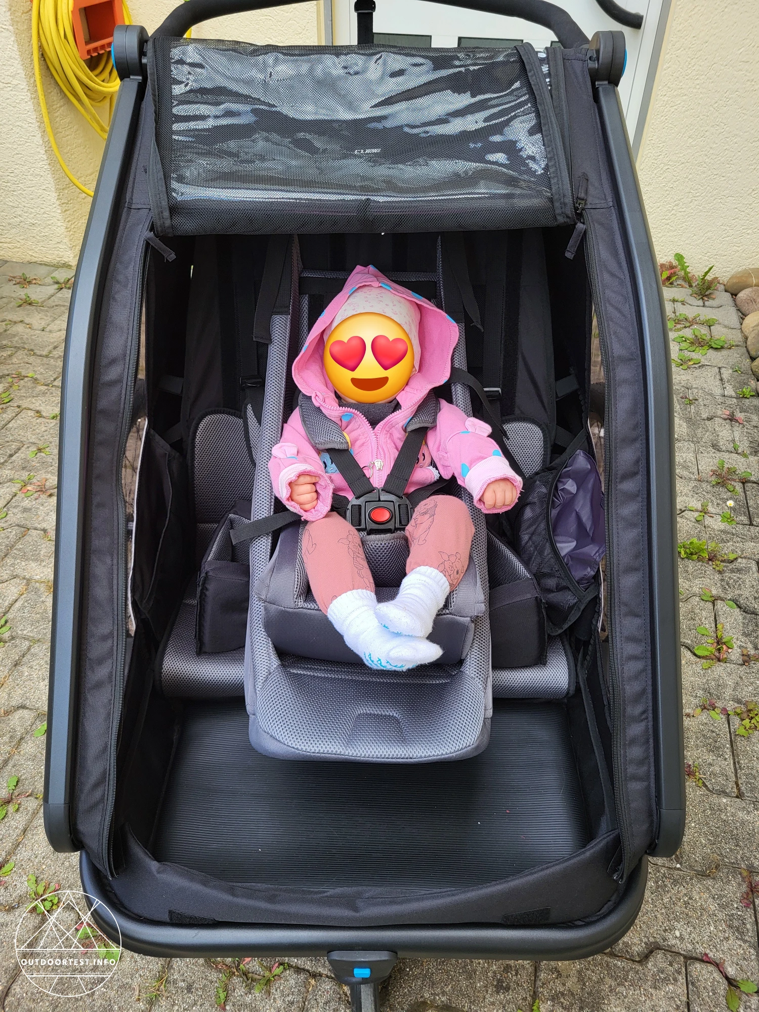 CUBE Kinder Fahrradanhänger Double CMPT mit Jogger Kit und Babyschale